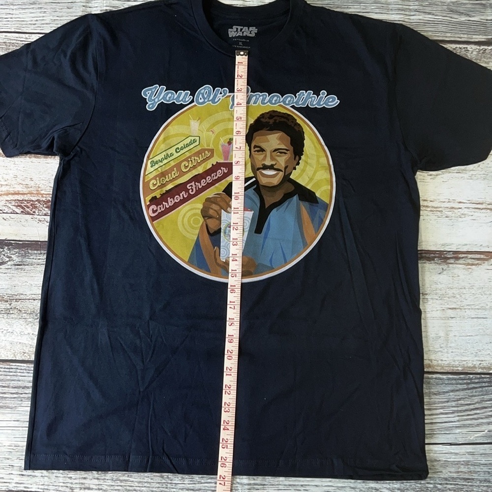 Star Wars Blue T-Shirt “you ol’ smoothie” Landonis Balthazar Calrissian Sz XL - Picture 10 of 10